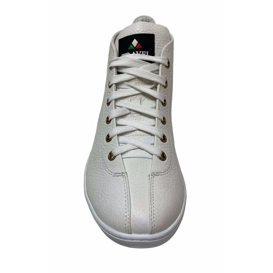 Travel Fox Malibu Men's White Nappa Leather Mid Top Sneakers 915601 07