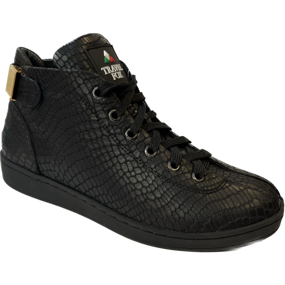Travel Fox Malibu Nappa Men's Black Leather High Top Sneakers 915601 085