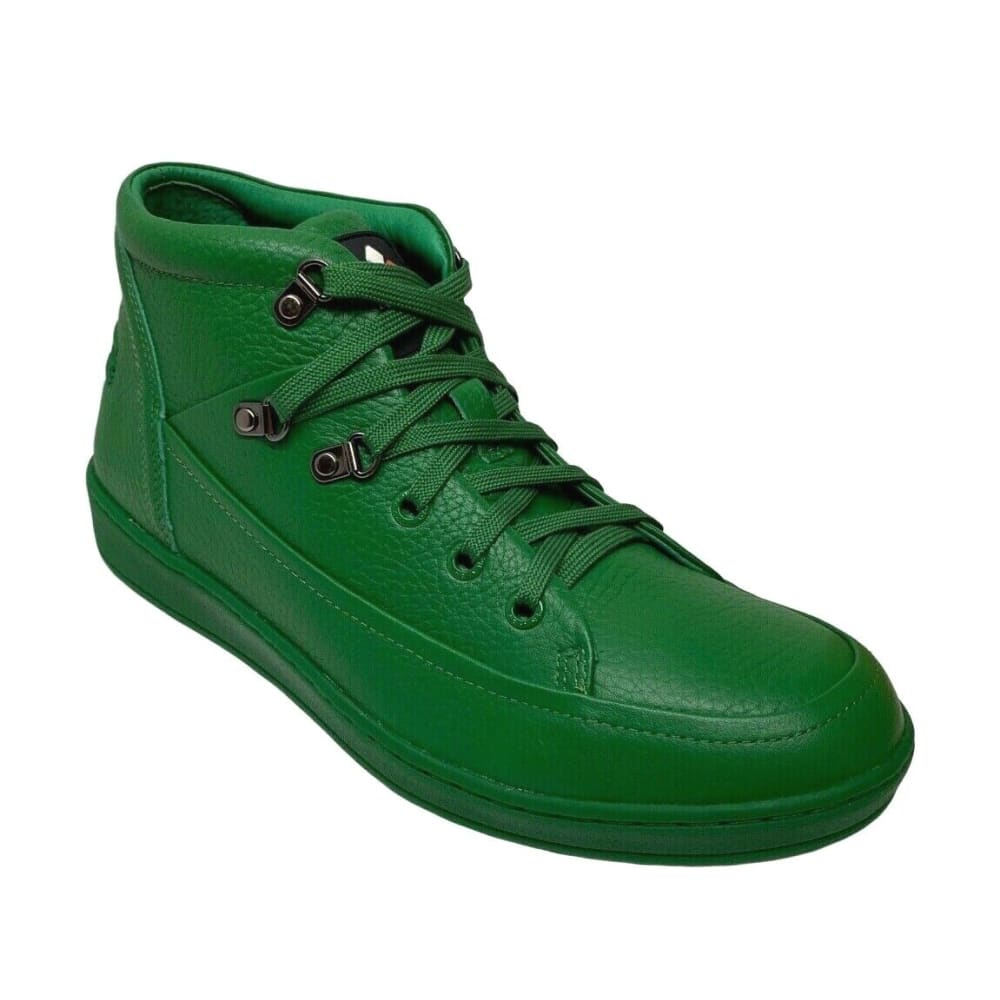 Travel Fox Men's Green Nappa Leather Mid Top Sneakers 916103 120