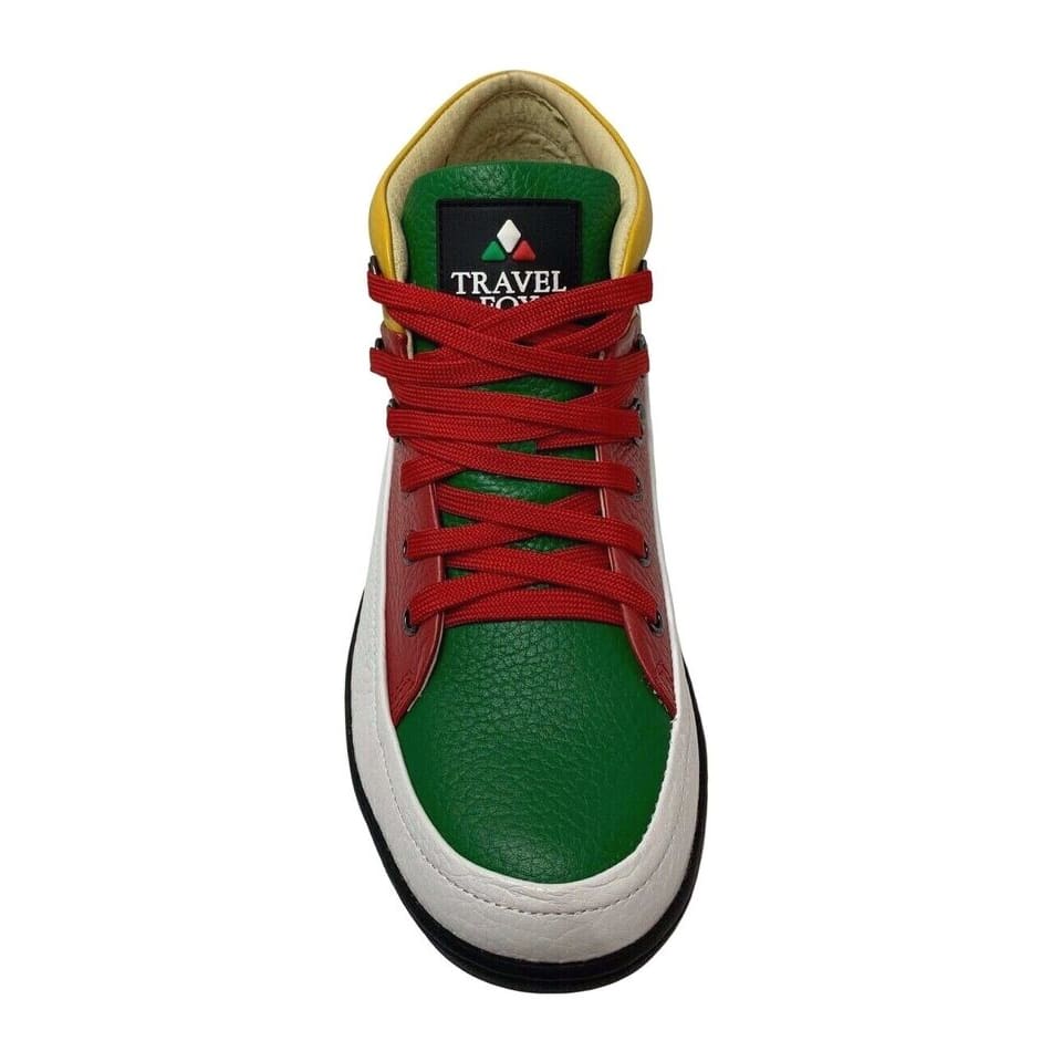 Travel Fox Men's Leather High Top Sneakers – Red, Green, White, Yellow, Black (916103133)