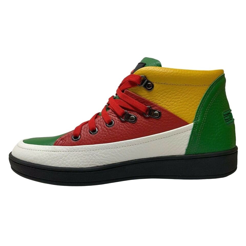 Travel Fox Men's Leather High Top Sneakers – Red, Green, White, Yellow, Black (916103133)