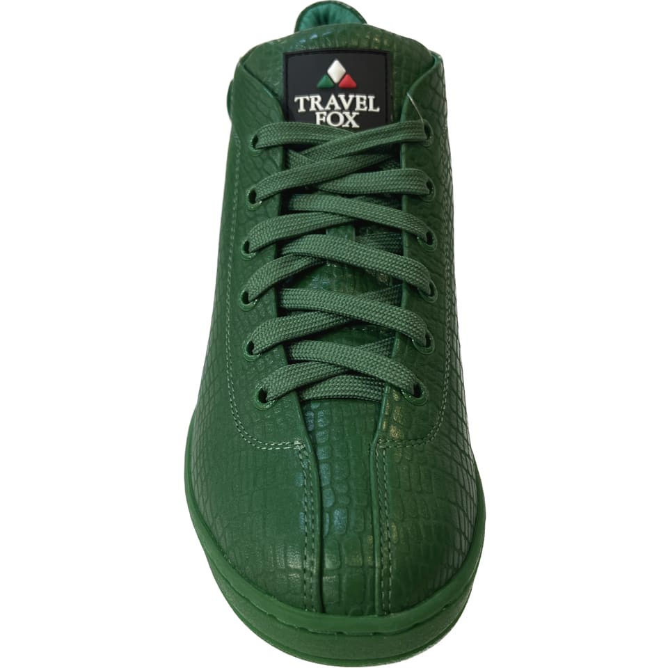 Travel Fox Spider Men's Green Nappa Leather Mid Top Sneakers 915601020
