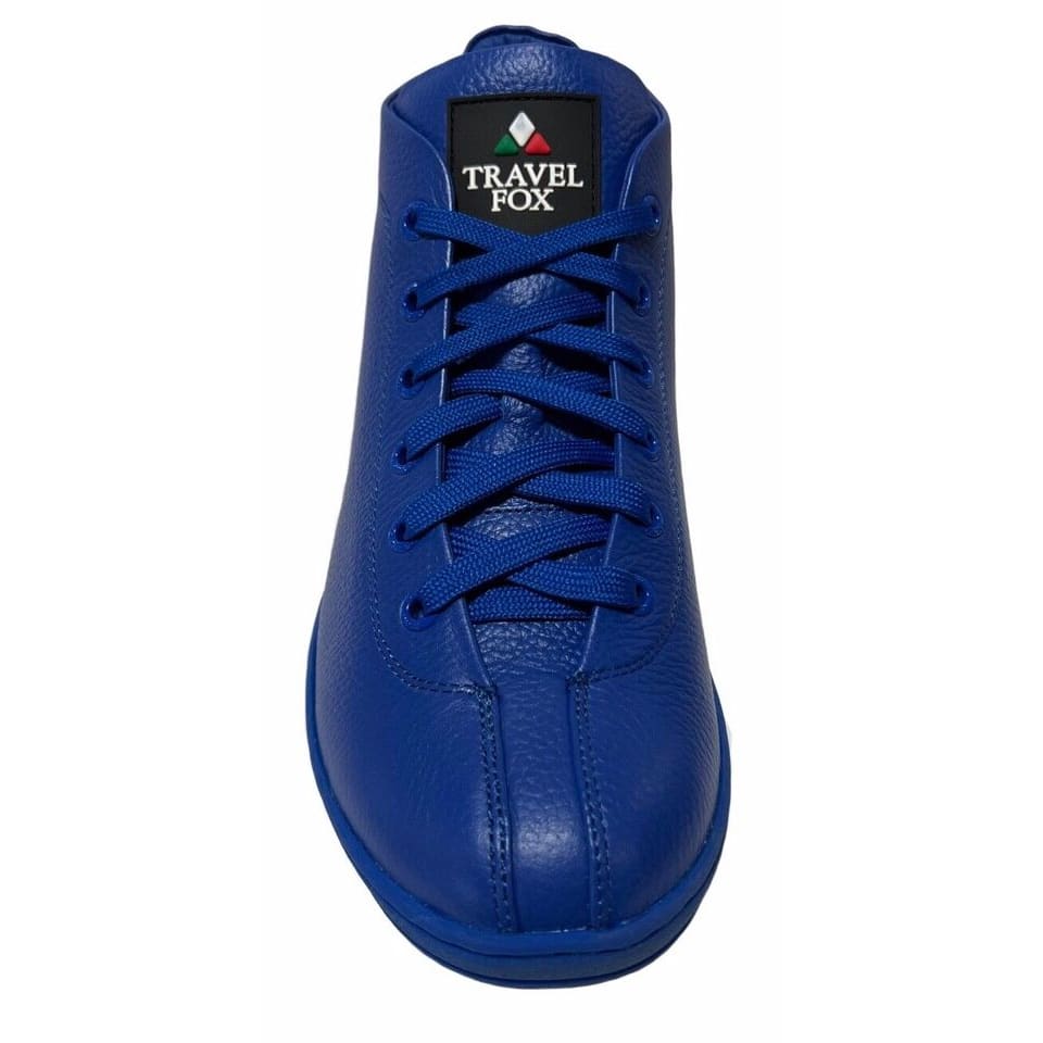 Travel Fox Spider Men's Royal Blue Nappa Leather Mid Top Sneakers 91560105