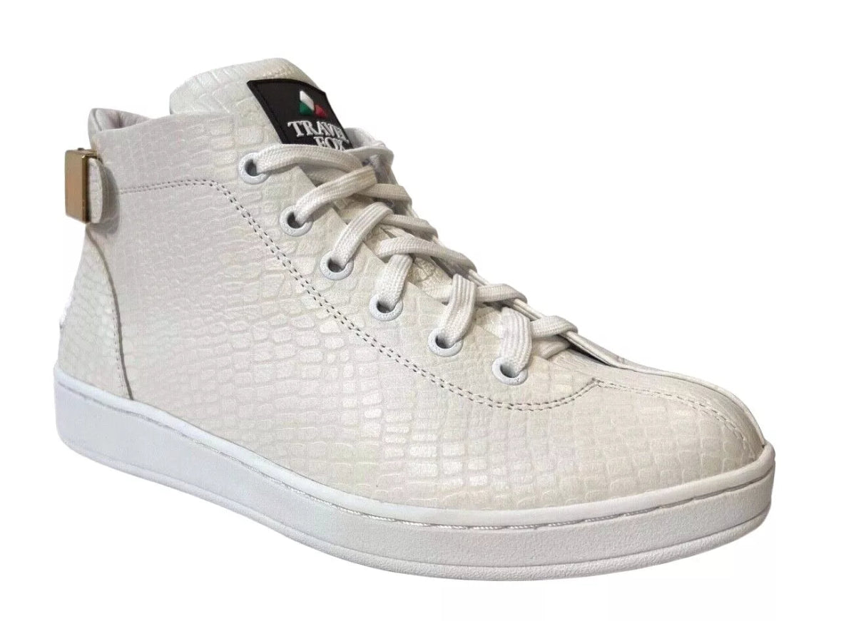 Travel Fox Spider Men's White Leather Mid Top Sneakers 915601 007