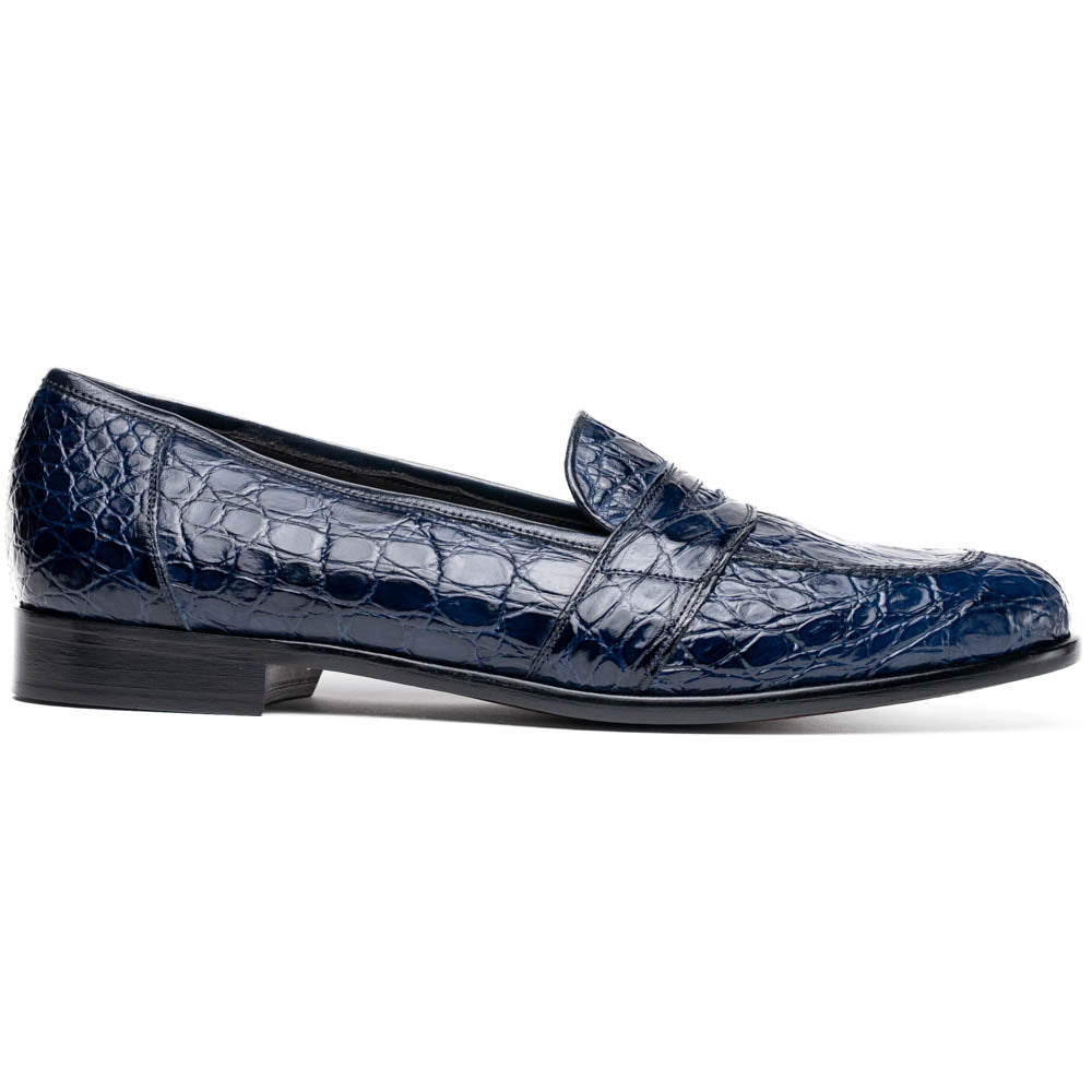Zelli Italia 11-119-NVY TUSCANY Crocodile Penny Loafer, Navy Front View