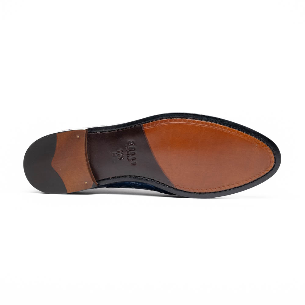 Zelli Italia 11-119-NVY TUSCANY Crocodile Penny Loafer, Navy Detail View