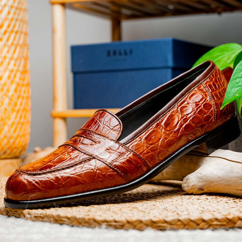 Zelli Italia 11-119-CGN TUSCANY Crocodile Penny Loafer, Cognac View 10