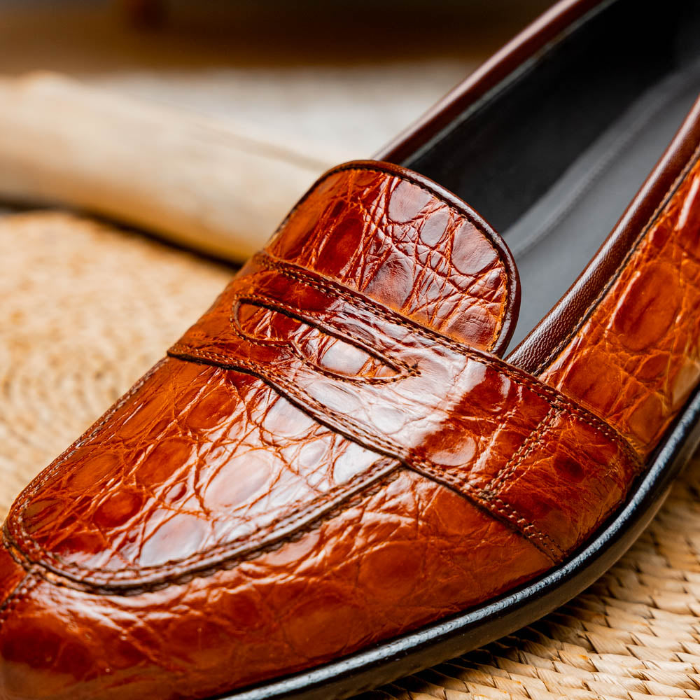 Zelli Italia 11-119-CGN TUSCANY Crocodile Penny Loafer, Cognac View 11