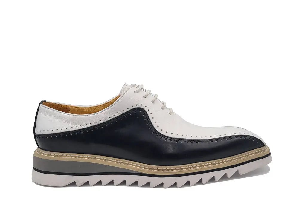 Carrucci Shoes Two Tone Hand Burnished Brogue Oxford Calfskin KS55005T