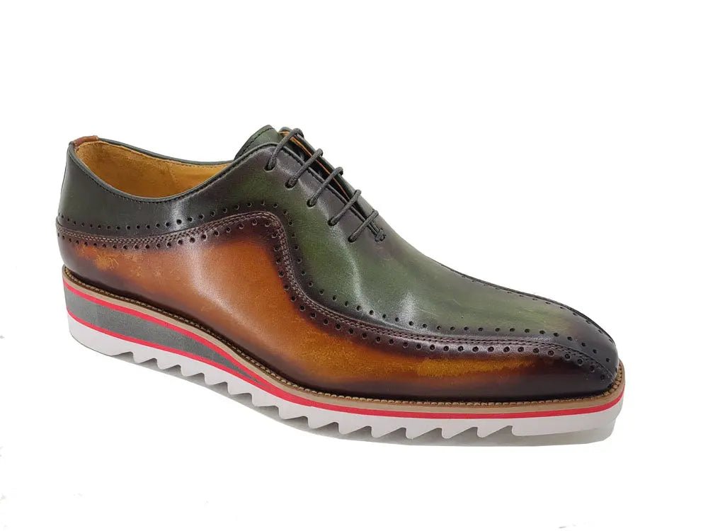 Carrucci Shoes Two Tone Hand Burnished Brogue Oxford Calfskin KS55005T