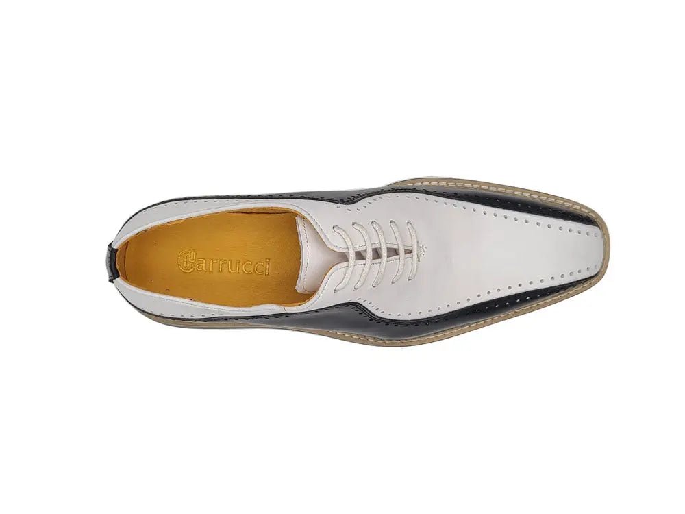 Carrucci Shoes Two Tone Hand Burnished Brogue Oxford Calfskin KS55005T