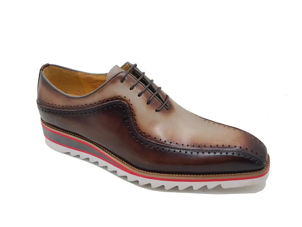 Carrucci Shoes Two Tone Hand Burnished Brogue Oxford Calfskin KS55005T