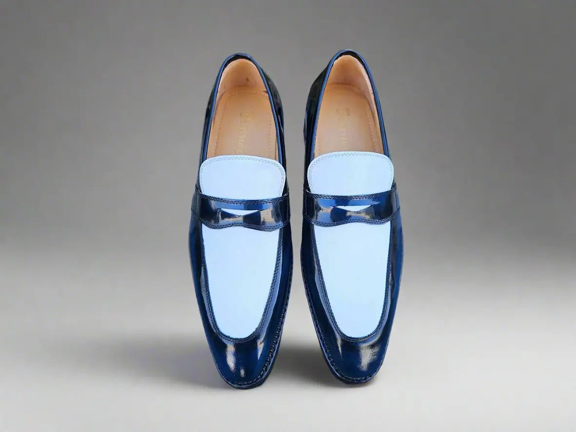 Carrucci Shoes Two Tone Patent Leather Penny Loafer Leather KS480102PT
