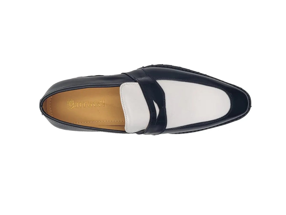 Carrucci Shoes Two Tone Patent Leather Penny Loafer Leather KS480102PT