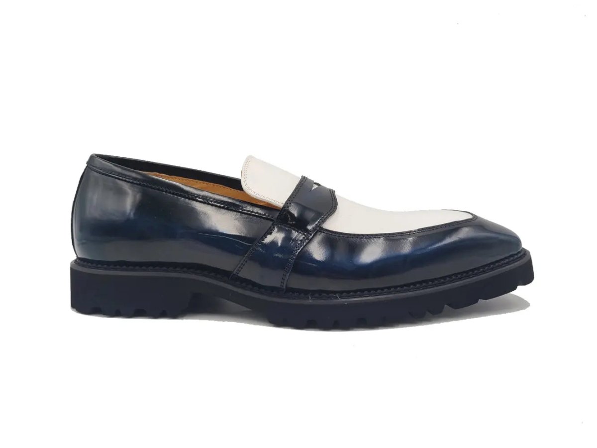 Carrucci Shoes Two Tone Patent Leather Penny Loafer Leather KS480102PT