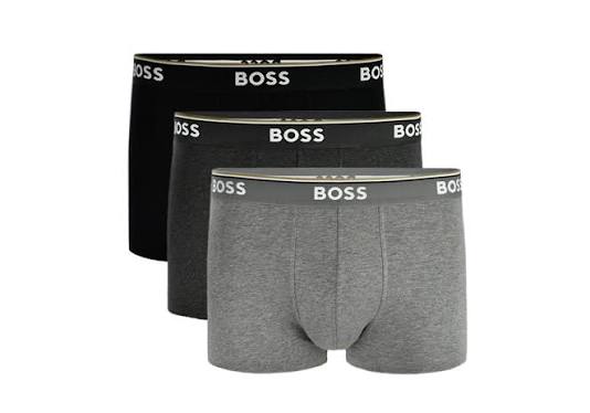 Hugo Boss Power 3-Pack Trunks Men's Underwear — Black/Dark Grey/Grey