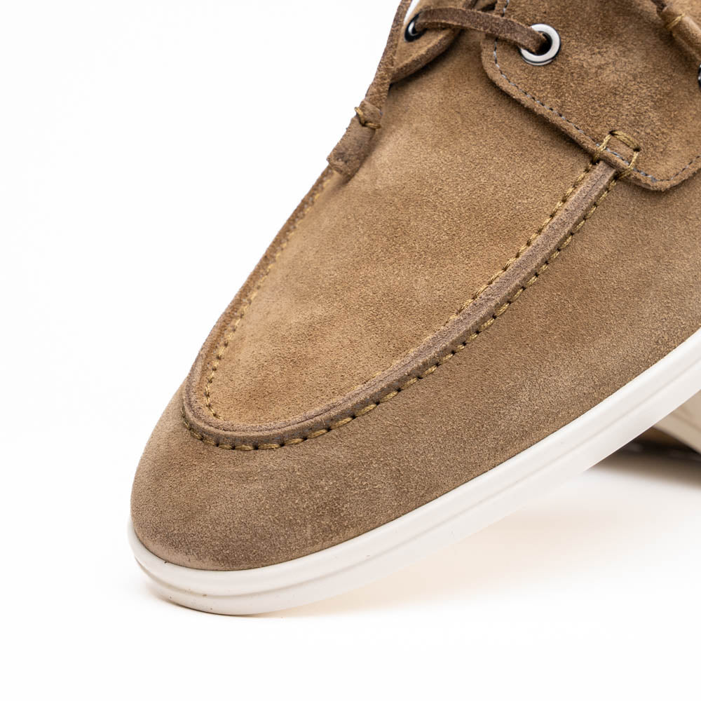Zelli Italia Men's 16-675-TPE VENICE Italian Sueded Goatskin Boat Shoes, Taupe