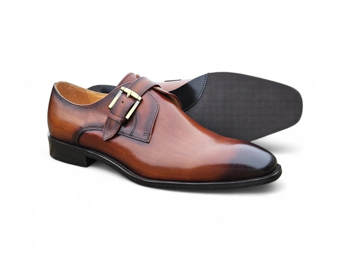 Carrucci Shoes Versatile Fashion Single Monk Strap Loafer Calf Leather KS50912