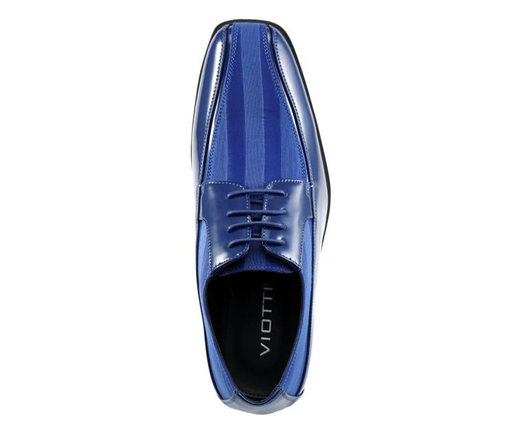 Viotti 179 Men's Royal Blue Patent Leather Derby Shoes