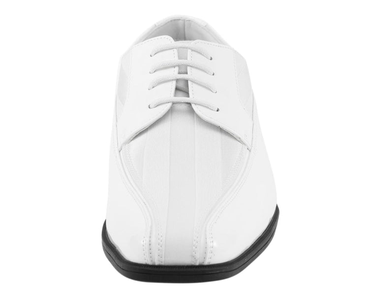 Viotti 179 White Men’s Patent Leather Derby Shoes