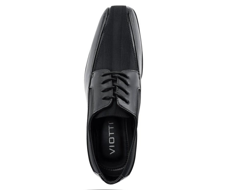 Viotti Dapper Black Derby Shoes With Satin Flair Men’s Patent Leather