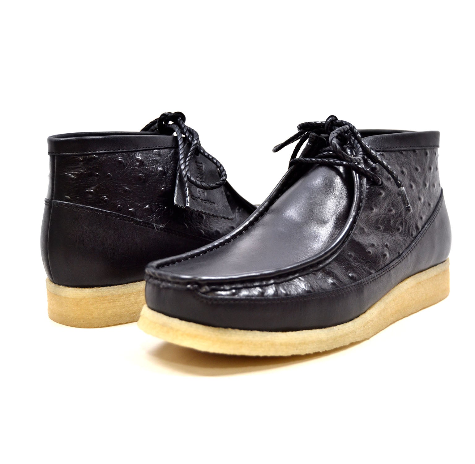British Walkers Walker Men's Black Ostrich Leather Casual Shoes view 1