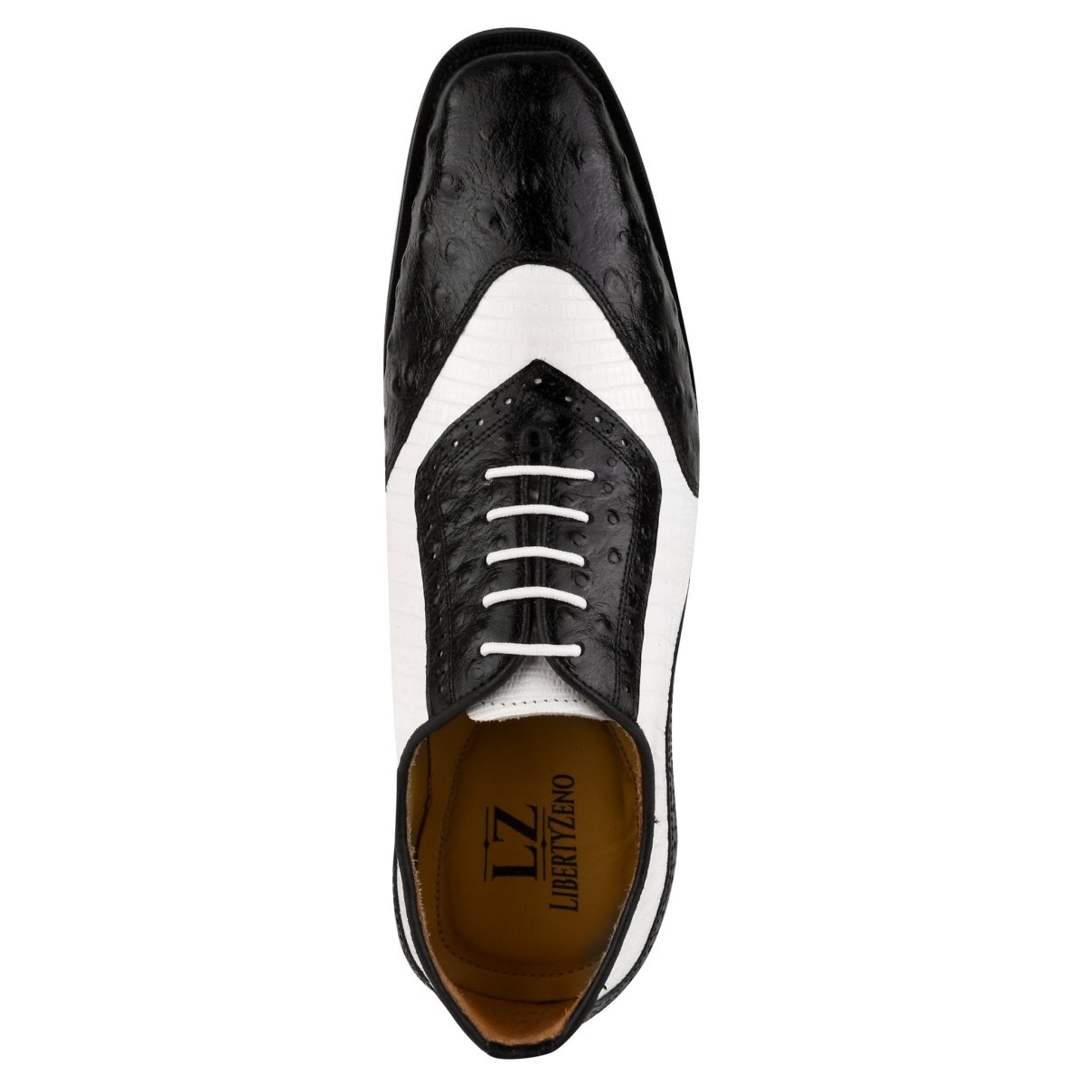 Liberty Zeno William Genuine Leather Two Tonned LizardOstrich Print Oxford Shoes