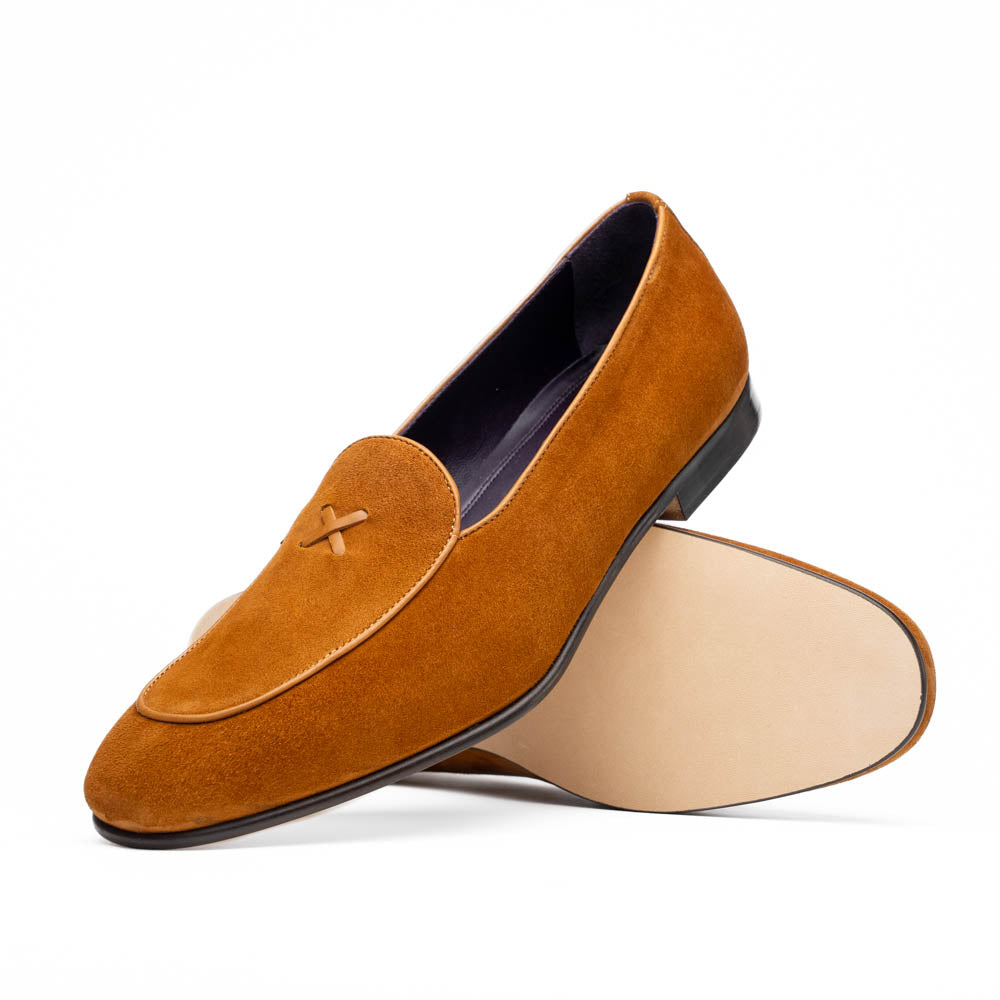 Zelli Italia Men's 16-681-CGN X Italian Sueded Goatskin Loafer, Cognac