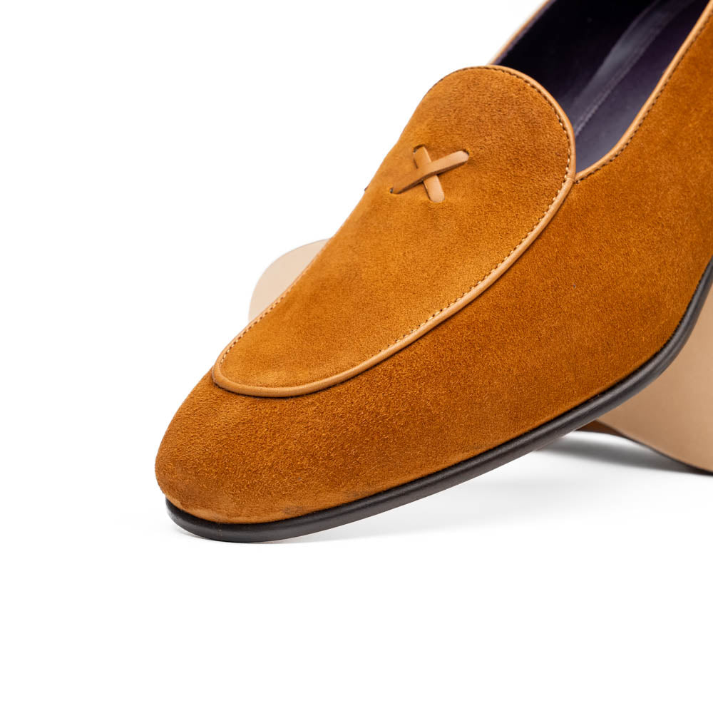 Zelli Italia Men's 16-681-CGN X Italian Sueded Goatskin Loafer, Cognac