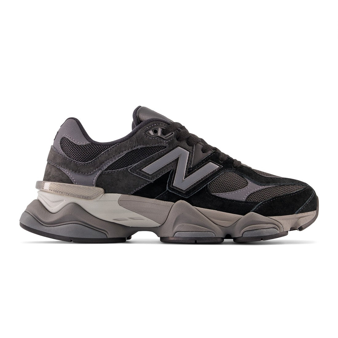 New Balance 9060 Men's Sneakers — Black/Castlerock/Rain Cloud Suede Low-Top