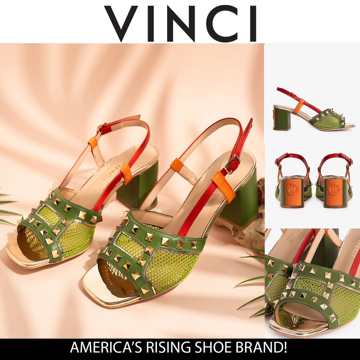 Vinci Leather The Linea Green Leather Women Slingback Sandal – product view 6