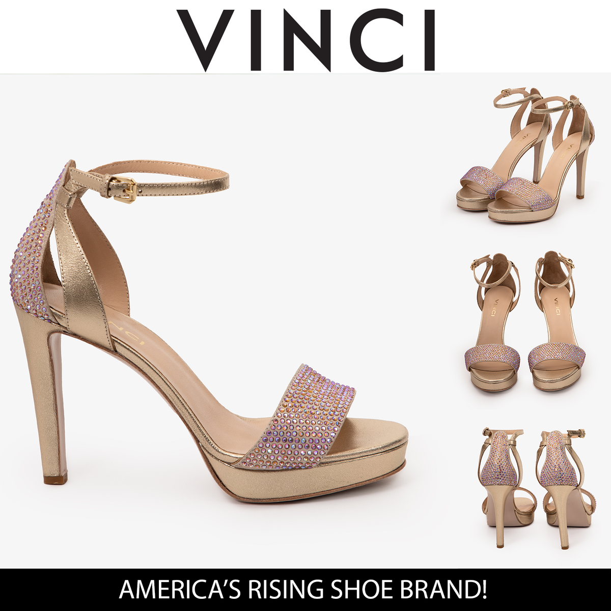 Vinci Leather The Mars Platform Heel Gold Leather Women's Sandal – product view 6