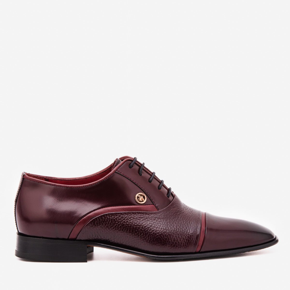 Vinci Leather The Rockwell Handmade Burgundy Leather Cap Toe Oxford Men Shoe – product view 1