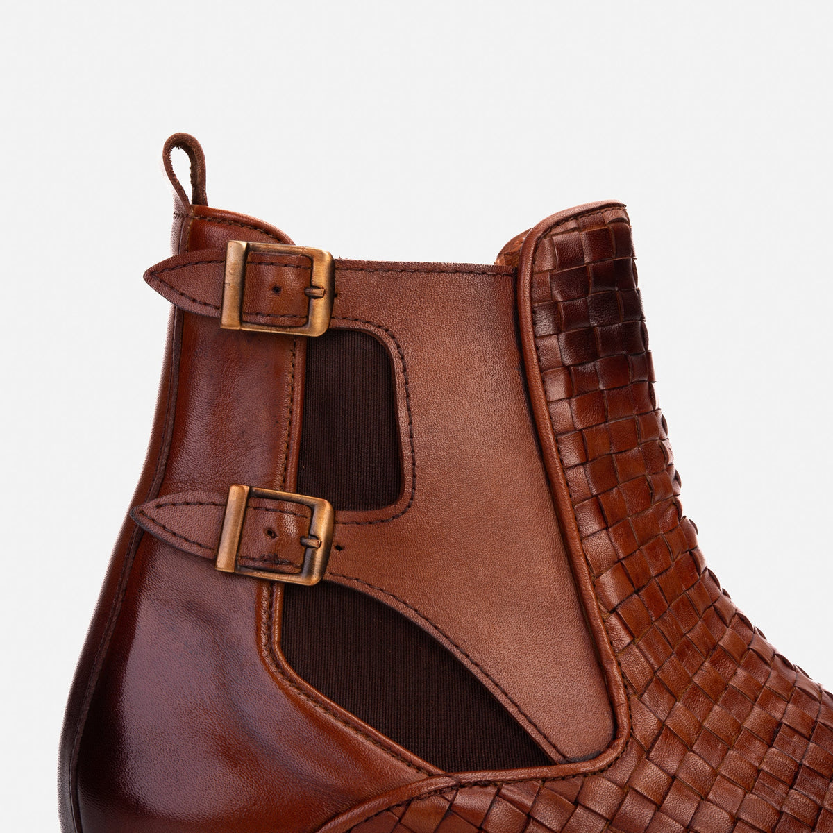 Vinci Leather The Rolls Boot Woven Tan Leather Double Monk Strap Handmade Men Shoe – product view 6