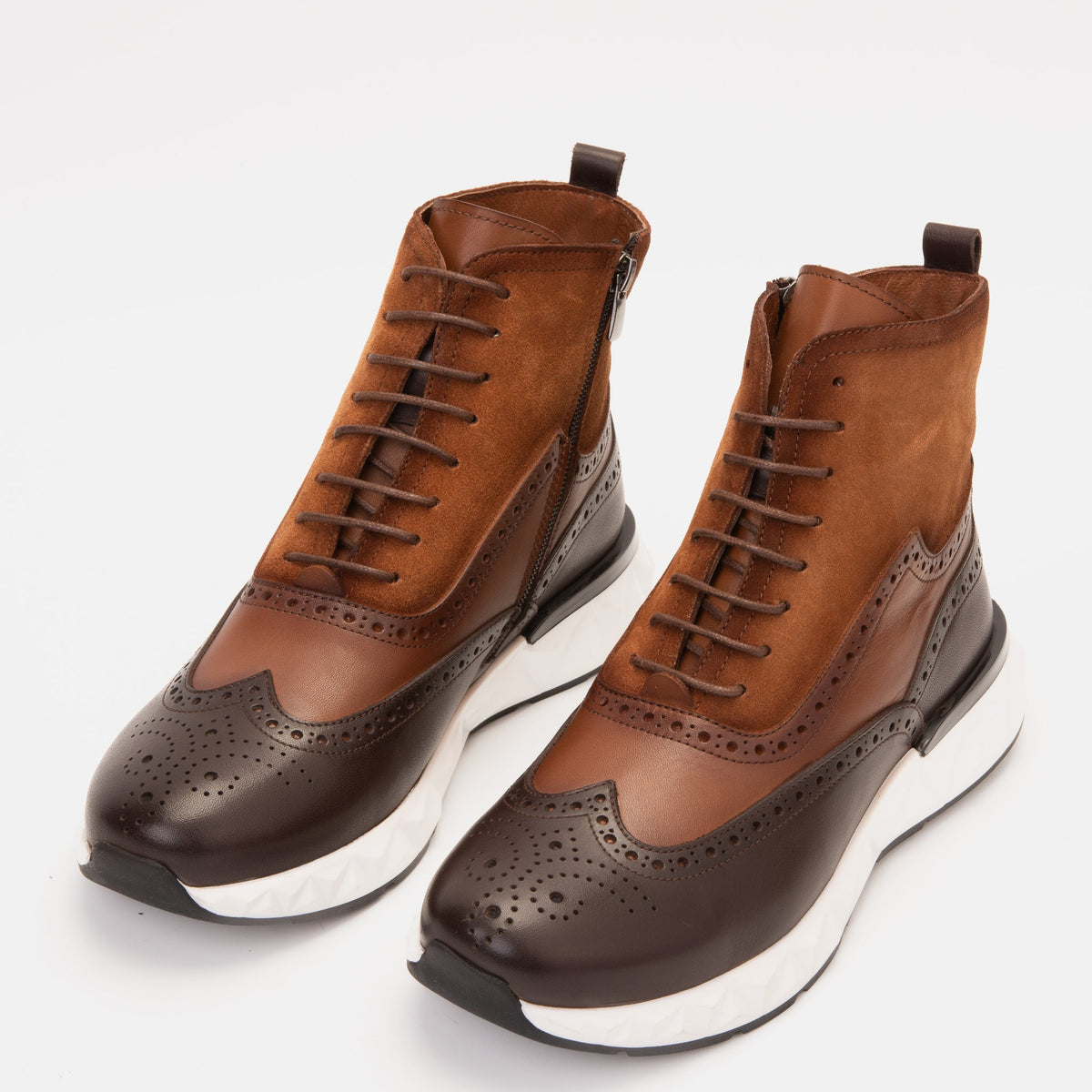 Vinci Leather The Regent Brown Leather Wingtip Brogue Men Casual Boot – top view