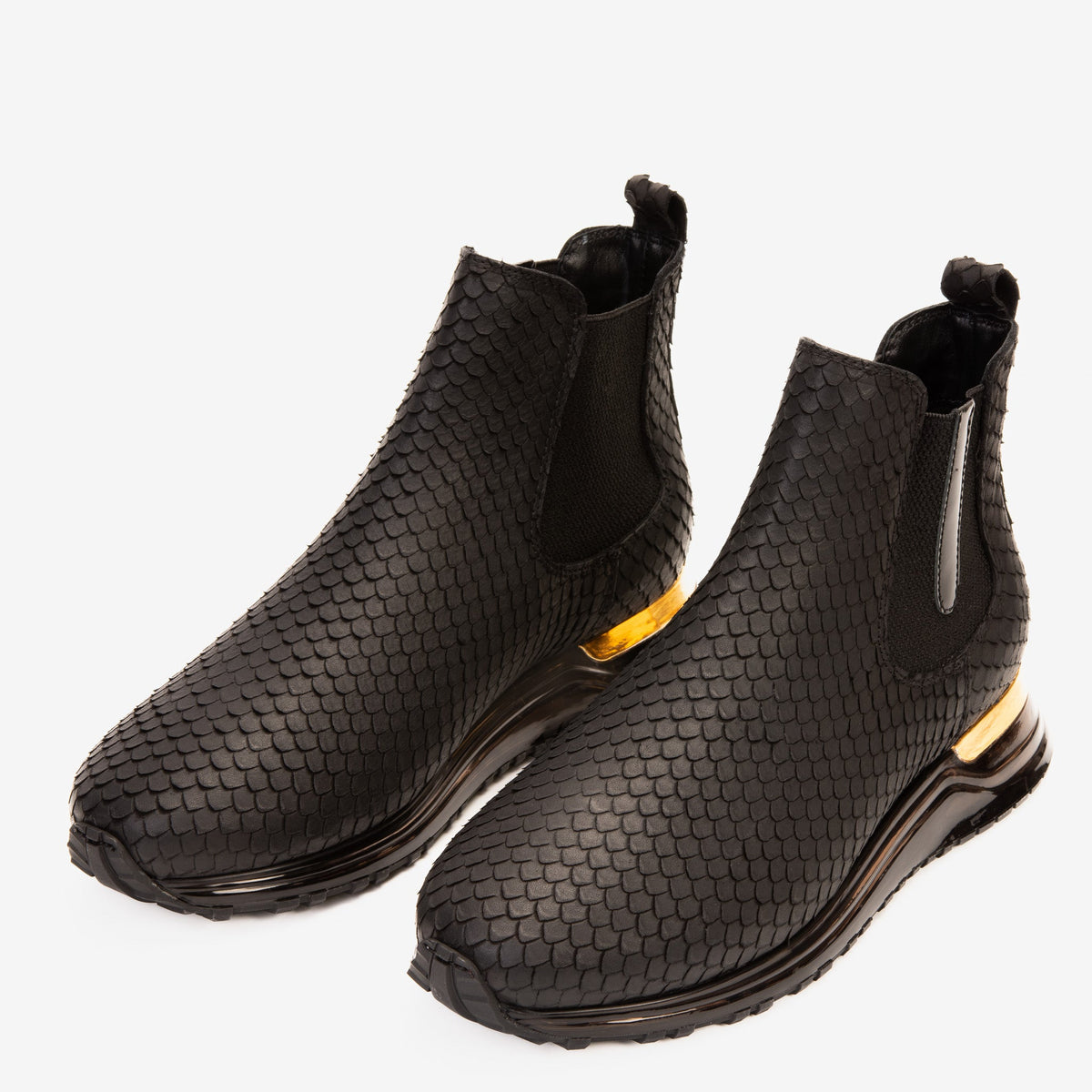 Vinci Leather The Panther Black Leather Men Chelsea Boot – top view