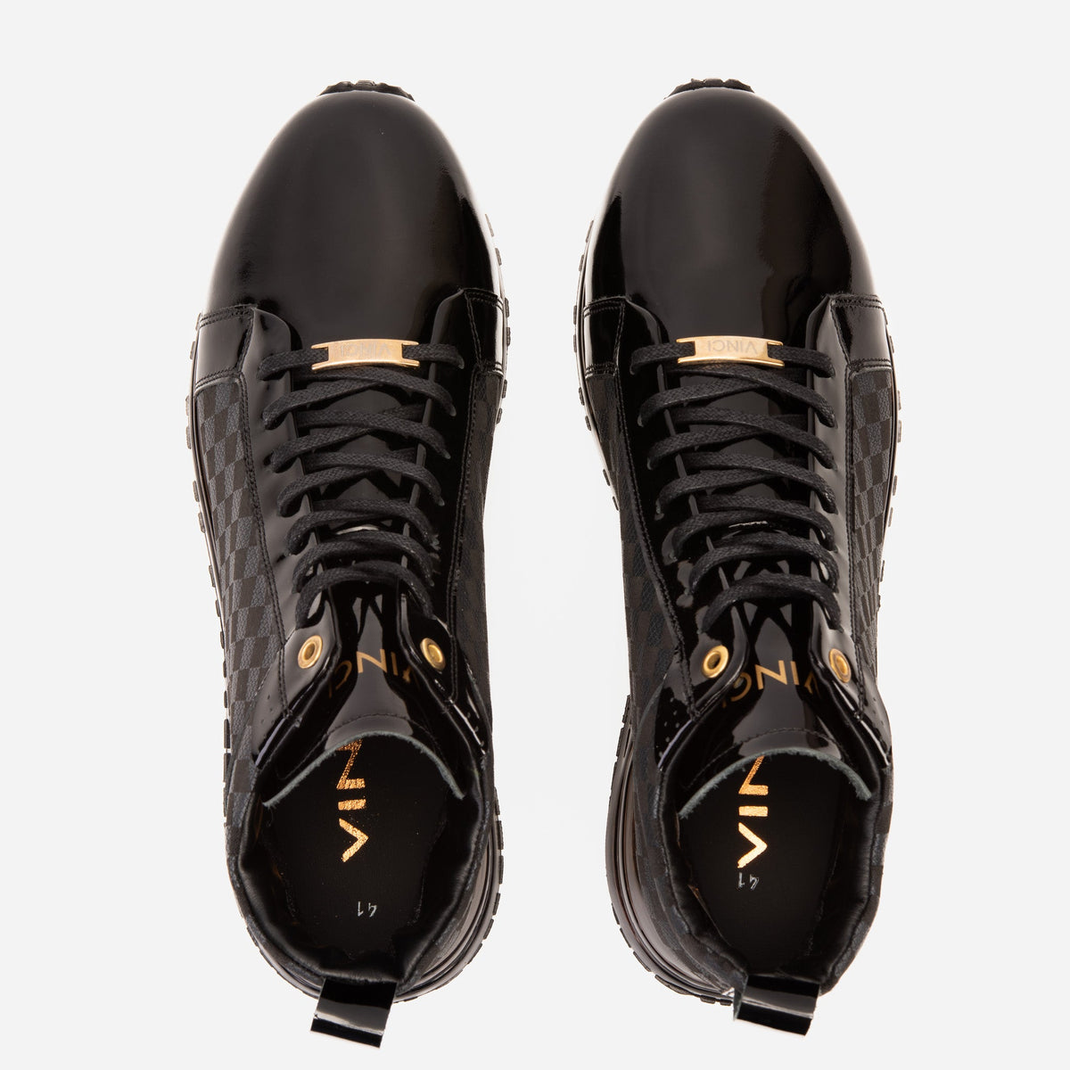 Vinci Leather The Monte Carlo Black High-Top Men Sneaker Limited Edition – top view