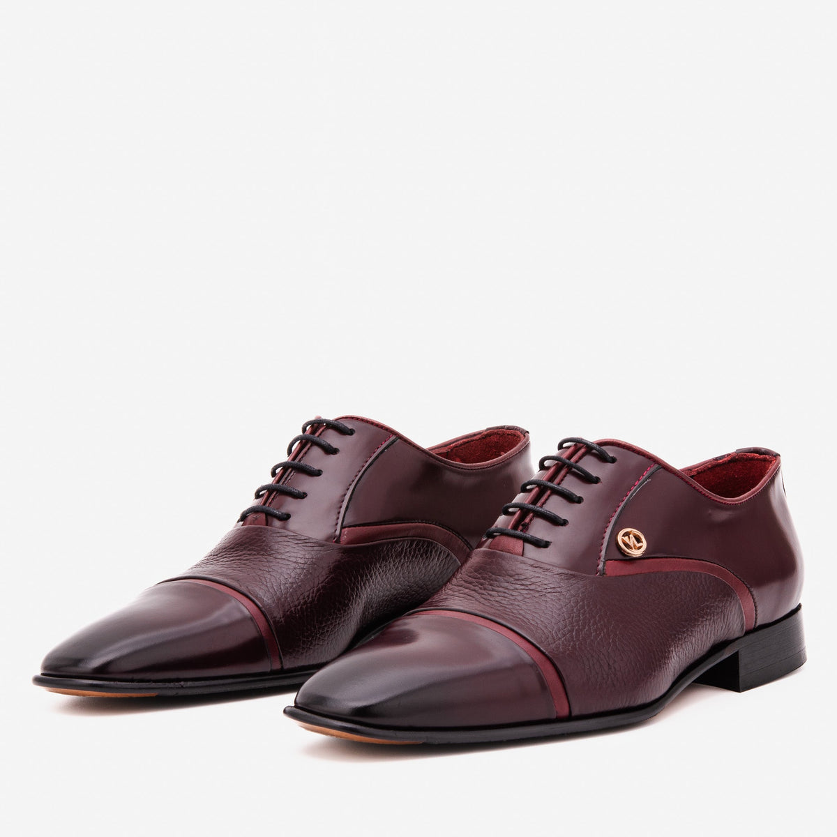 Vinci Leather The Rockwell Handmade Burgundy Leather Cap Toe Oxford Men Shoe – product view 2