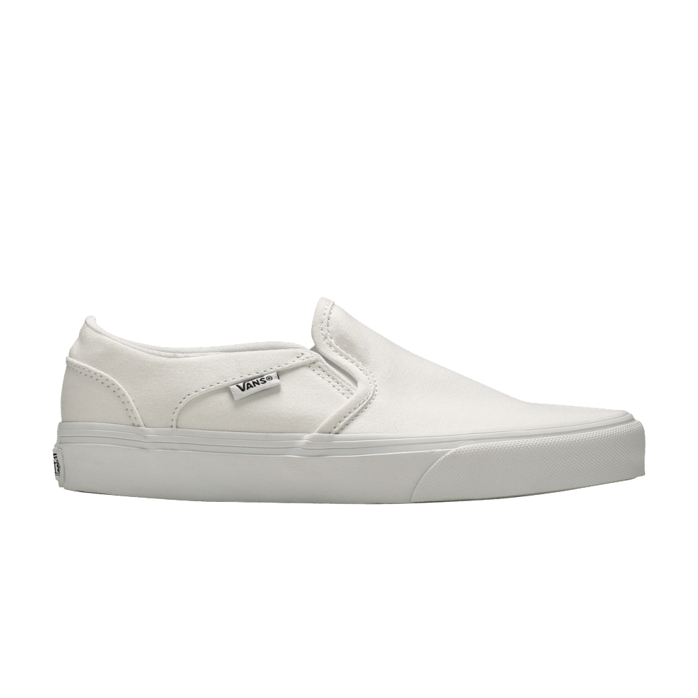 Vans Asher Women's Slip-On Sneakers — True White Canvas Low-Top