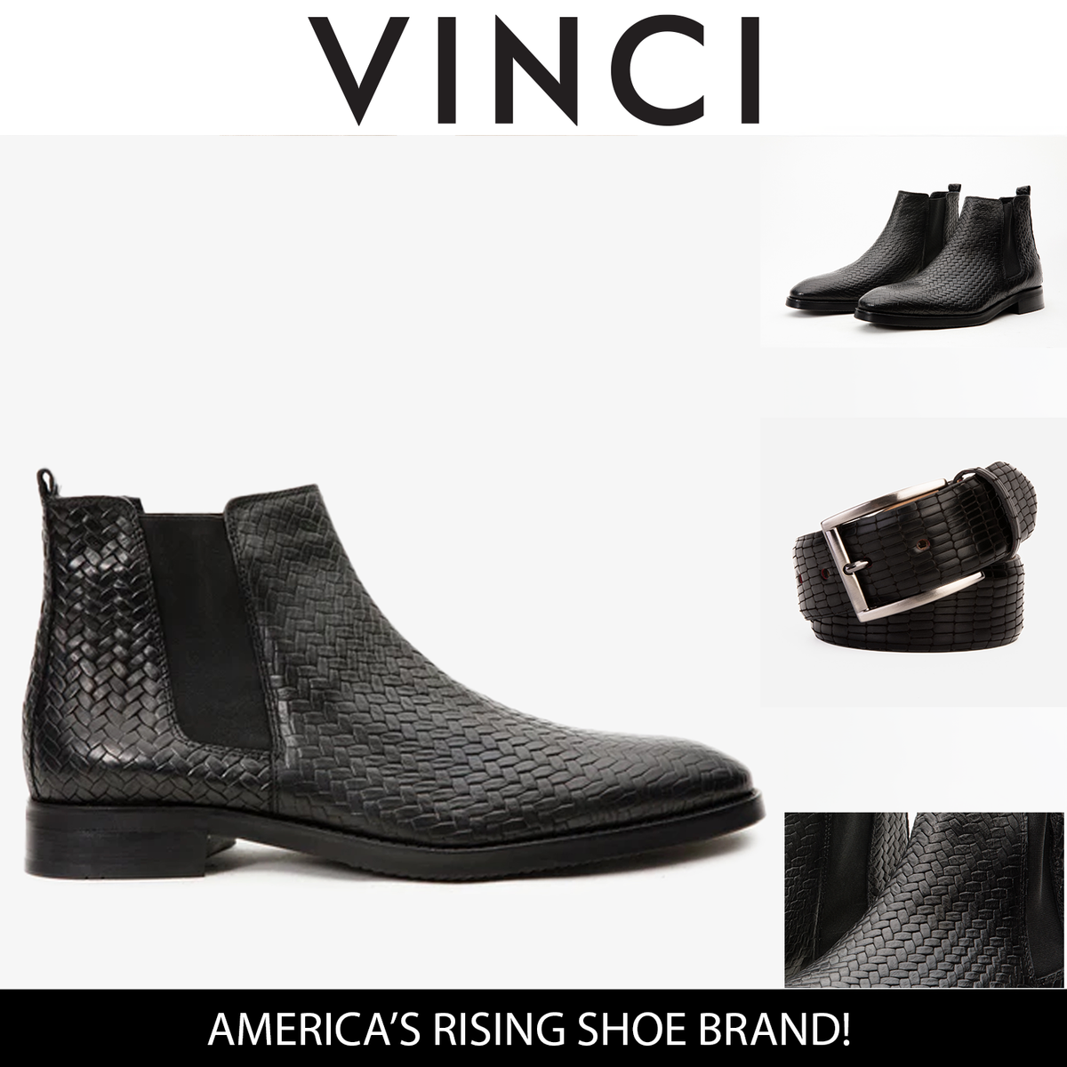 Vinci Leather The Oslo Black Leather Chelsea Men Boot – product view 3