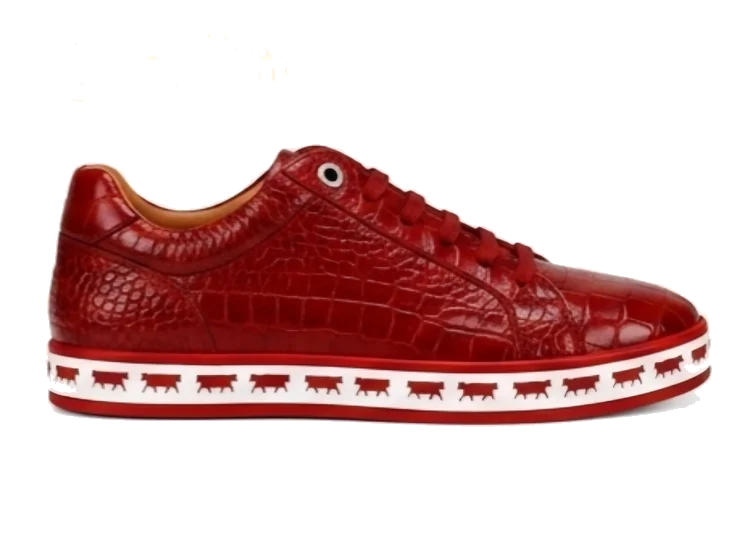 Buy Johnny Famous Animal Onyx Black Gator Embossed Leather Low Tops | Bally Style Sneakers 2026