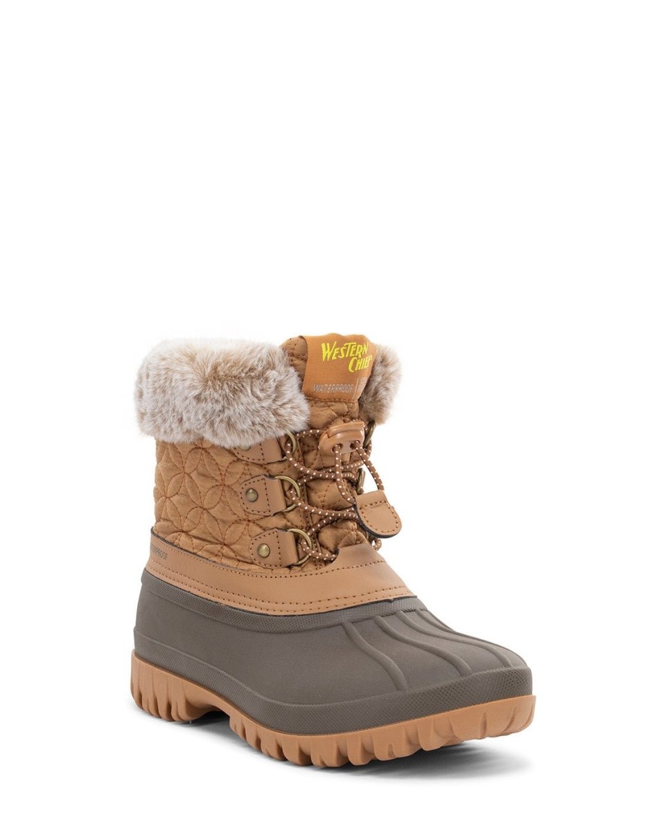 Women’s Western Chief Polar Vegan Fur Brown Ankle Boots