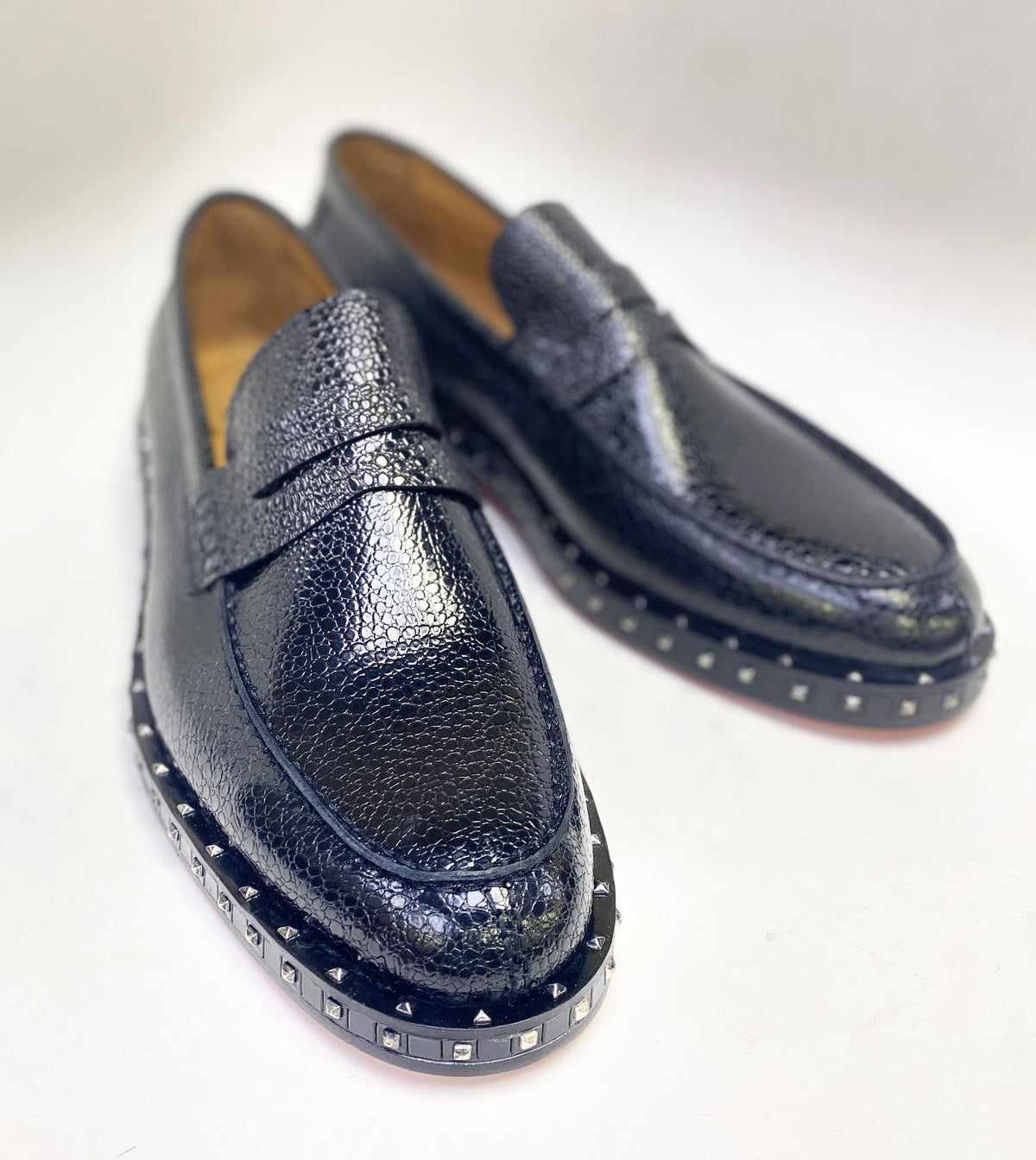 C&E Fashions  C Collection Caviar Leather Loafer - Black – product view 2