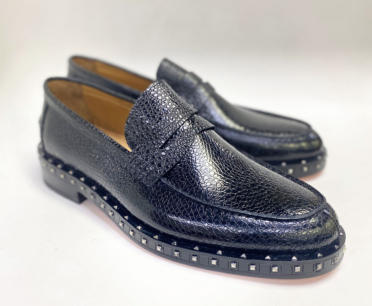 C&E Fashions  C Collection Caviar Leather Loafer - Black – product view 3