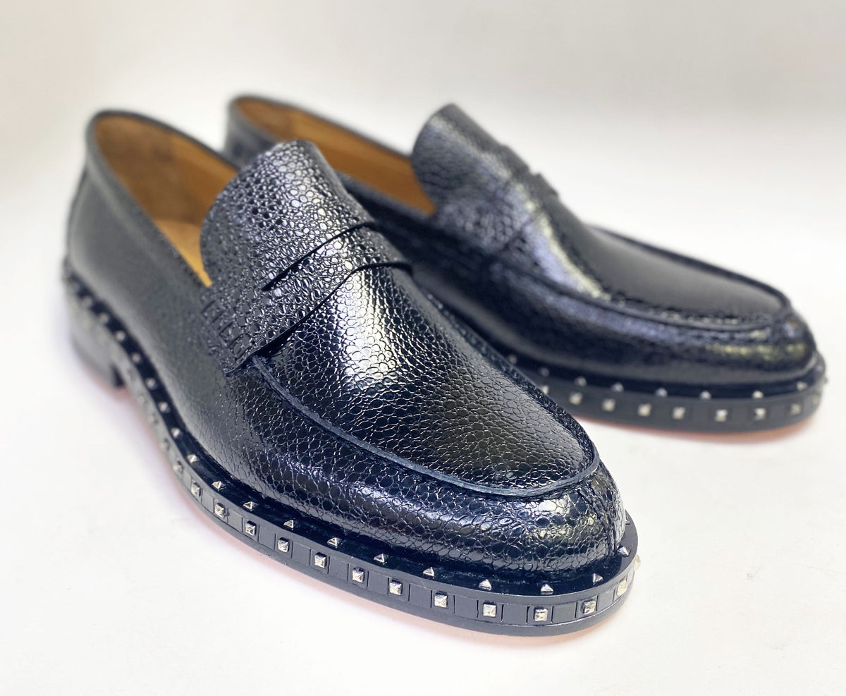 C&E Fashions  C Collection Caviar Leather Loafer - Black – product view 1