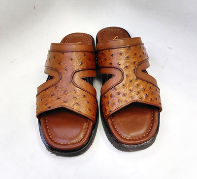 C Collection Ostrich Calfskin Sandal - Tan