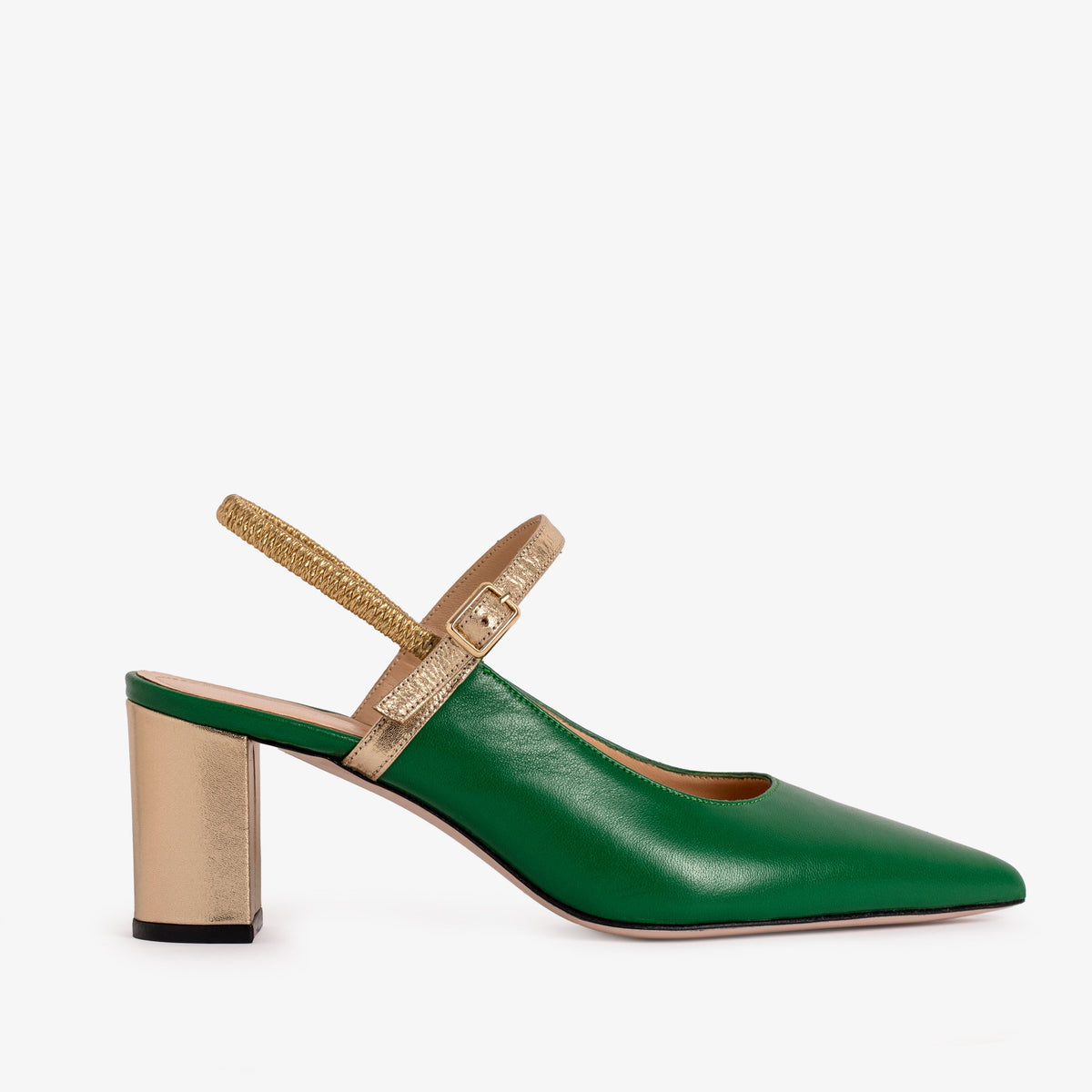 Vinci Leather The Pompei Green Leather Women Slingback Sandal – product view 1