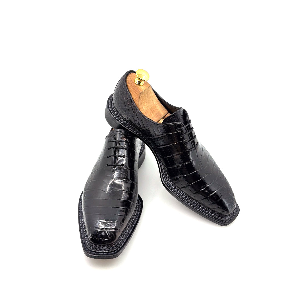 C&E Fashions  Maurice Philadelphia Custom Made Alligator Oxford - Black
