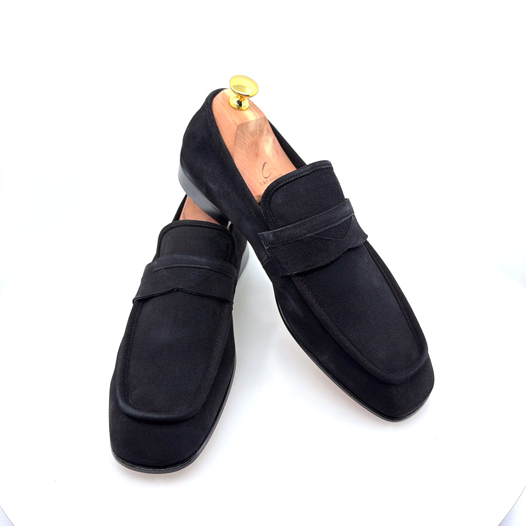 C&E Fashions  C Collection Suede Penny Loafer - Black – product view 5