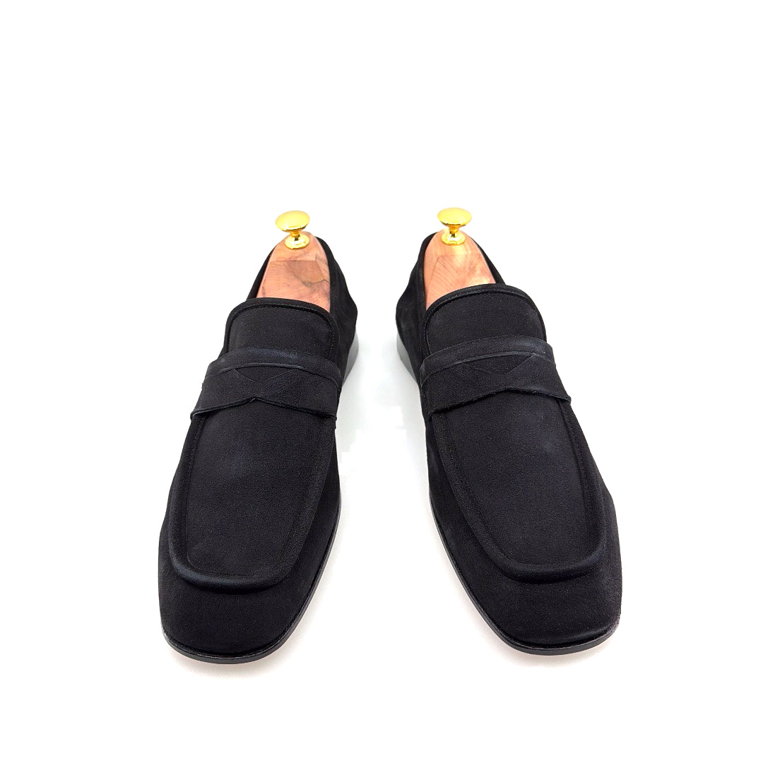 C&E Fashions  C Collection Suede Penny Loafer - Black – product view 1